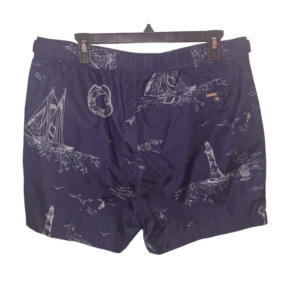 Land's End Men's Size 36 Nylon Lined‎ Nautical Swim Trunks Board Shorts Vacation
